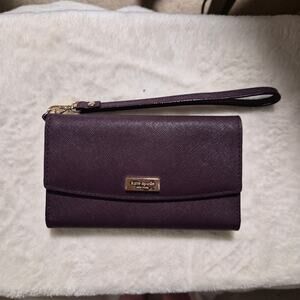 Kate Spade New York Staci Saffiano Leather Wallet - Deep Plum